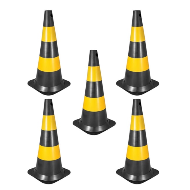 Kit de 5 Cones de Sinalização 75 cm Preto e Amarelo em Polietileno VONDER-8f44226c-6f80-4101-b7df-813b2d7768f4