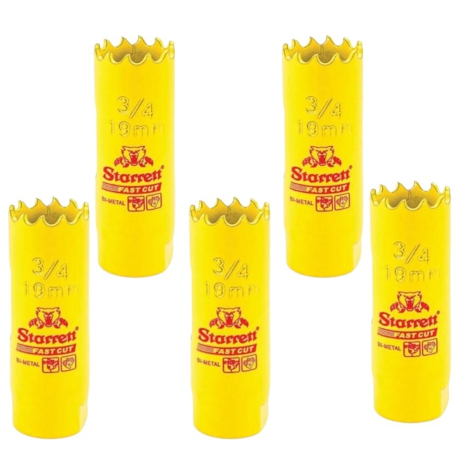 Kit de 5 Serras Copo Bimetal 19mm Constante SH0034/FCH0034-G STARRETT-533baff7-8a9d-4994-9ca8-c4aa39eb6dfd