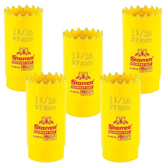 Kit de 5 Serras Copo Bimetal 27mm Constante SH0116/FCH0116-G STARRETT-8a416ef5-ed22-410e-8079-c3691e6450ec