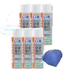 Kit de 6 Óleos Anticorrosivo 300ml SUPER LUB LB 8609 MULTIUSO LOCTITE + Máscara Respiratória PFF-1