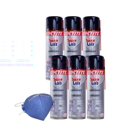 Kit de 6 Óleos Anticorrosivo 300ml SUPER LUB LB 8609 MULTIUSO LOCTITE + Máscara Respiratória PFF-1