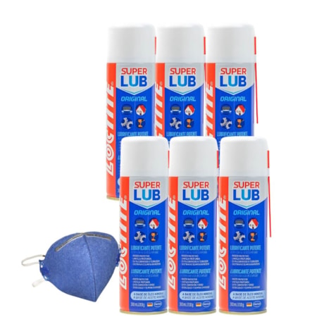 Kit de 6 Óleos Anticorrosivo Aerosol 300ml SUPER LUB LOCTITE + Máscara Respiratória PFF-1-6ebeef78-79f9-4cdb-8545-c6498486f6ea