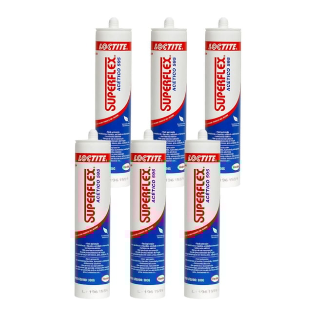 Kit de 6 Silicones Acético Vedante Loctite Transparente 300g SUPERFLEX 595-4bc706b4-3aea-4906-ab0c-8a328b5ccafd