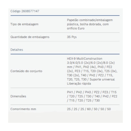 Kit de Bits e Brocas para Fixar e Parafusar com 35 Peças Impact Control 2608577147 BOSCH-508cd0af-9abb-4f44-9942-6fbe26bbdd93