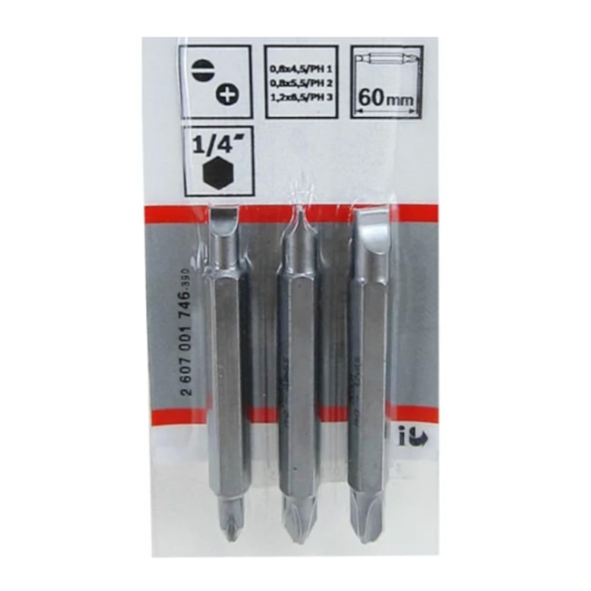 Kit de Bits Fenda/Phillips 4.5mm Nº1/2/3 x 60mm Ponta Dupla com 3 Peças 2607001746 BOSCH-982ec27e-26f9-4d45-98ae-105307e7cd17