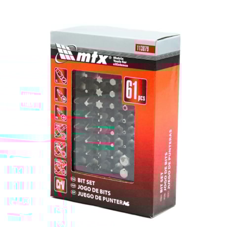 Kit de Bits Fenda/Phillips/Tork/Pozidrive de 61 Peças 113879 MTX-424ac63f-232c-48e5-b8a4-df6f3b22edbf