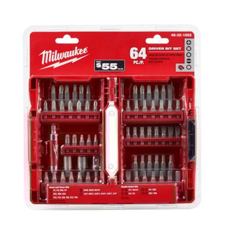 Kit de Bits Fenda / Phillips / Torx / Hexagonal com 64 Peças 48-32-1552 MILWAUKEE-f68bfe5a-1b43-45ce-aaf9-11c12afad650