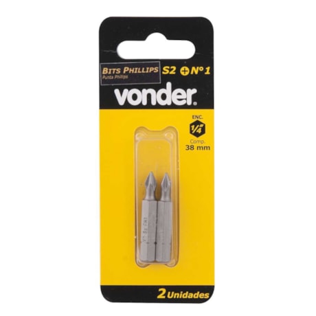 Kit de Bits Phillips Nº1 x 38mm Encaixe 1/4