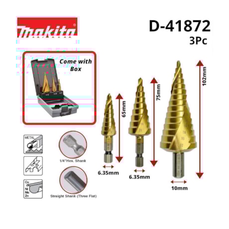 Kit de Brocas Escalonadas com 3 Peças D-41872 MAKITA-b0480fcb-954c-469d-84df-cb7477cf2e2e