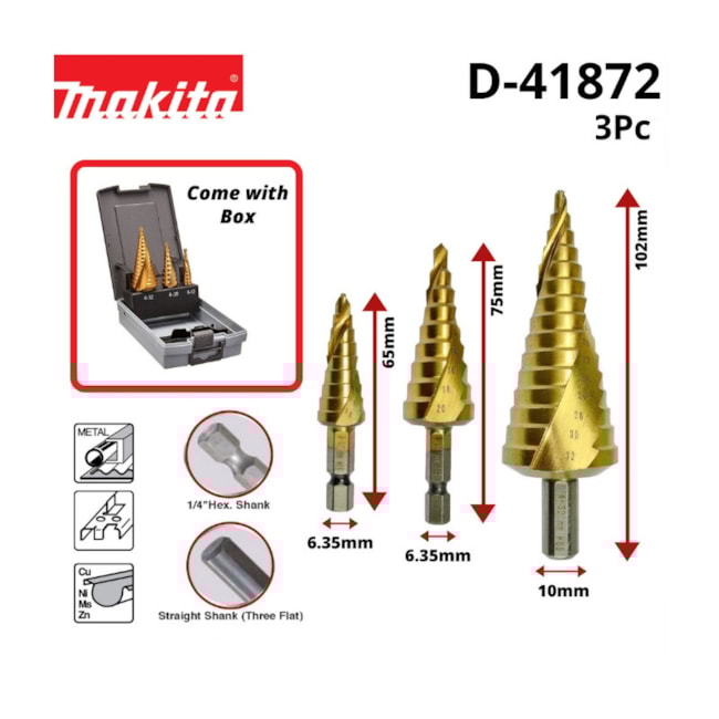 Kit de Brocas Escalonadas com 3 Peças D-41872 MAKITA-8474db1d-fac6-4343-9ec6-e71805c4812e