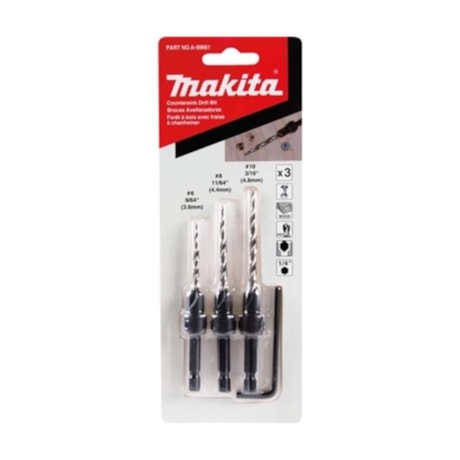 Kit de Brocas Escareadoras com Chave Hexagonal A-99661 MAKITA-1e478cf6-97ba-4d33-b0b6-dc053b3ec6c9