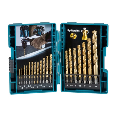 Kit de Brocas HSS-TIN 1.5mm a 10.0mm com 19 Peças B-67795 MAKITA-4aa66d16-2ca4-41ff-a896-22ae61e59786