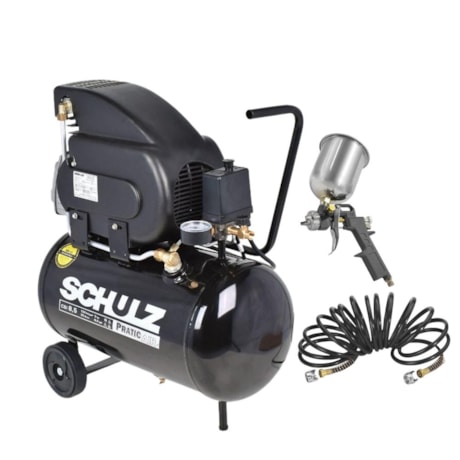 Kit de Compressor de Ar 8.5 Pés 25Litros + Pistola e Mangueira para Pintura SCHULZ-173c14e1-8237-4905-b8e3-683dfb58be67