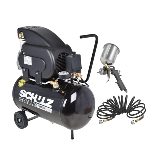 Kit de Compressor de Ar 8.5 Pés 25Litros + Pistola e Mangueira para Pintura SCHULZ-1259f9ae-50f8-470f-aa0c-8f5f7d54e0b6