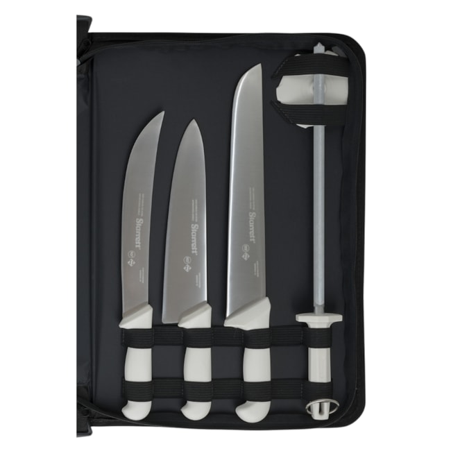 Kit de Facas Profissionais Cabo Branco Completo Estojo com 11 Peças BKK-11W STARRETT-883a2cc7-1d20-48ab-b930-14089bb79988