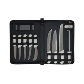 Kit de Facas Profissionais Cabo Branco Completo Estojo com 11 Peças BKK-11W STARRETT