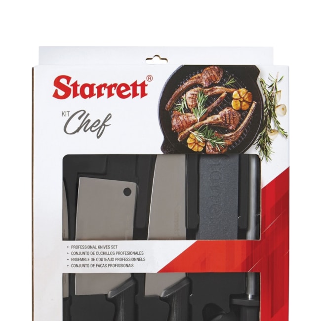 Kit de Facas Profissionais com 6 Peças Cabo Preto CHEF BKK-6B1 STARRETT-6a127251-fb48-49e9-8436-908f4da354ad