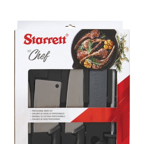 Kit de Facas Profissionais com 6 Peças Cabo Preto CHEF BKK-6B1 STARRETT-3bf89c0f-00db-4175-9e63-ec9e6f3898b0