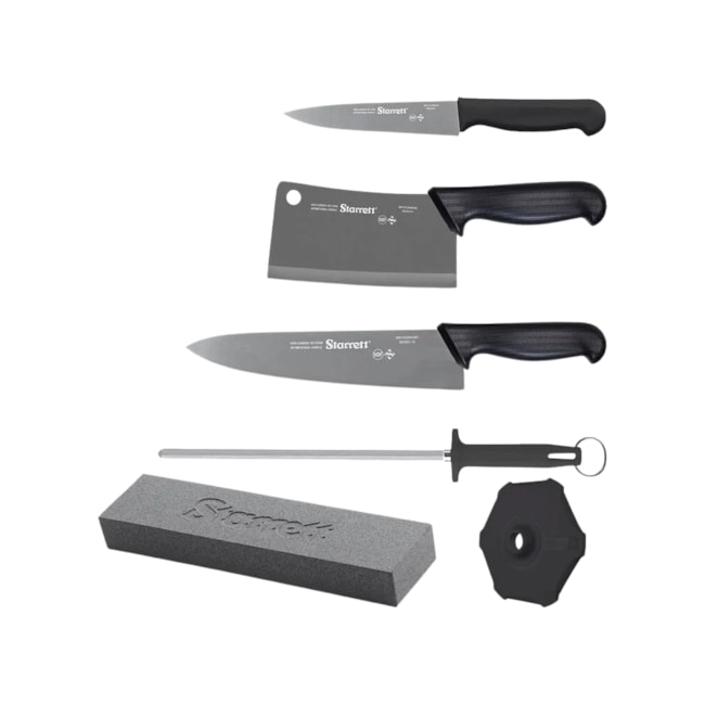 Kit de Facas Profissionais com 6 Peças Cabo Preto CHEF BKK-6B1 STARRETT-52abf1a2-25b6-416b-9eae-e1106be7a87d