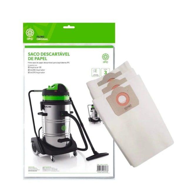 Kit de Filtro para Aspirador 80 litros Sacos Descartáveis com 3 Peças SBNFILTROD80L IPC-607b4fdc-78f6-478b-b29e-74f56566b54a
