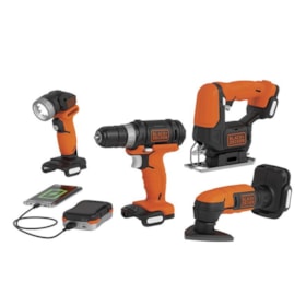 Kit de Furadeira Parafusadeira + Serra Tico Tico + Lixadeira + Acessórios BDCK502C1-B3 BLACK DECKER