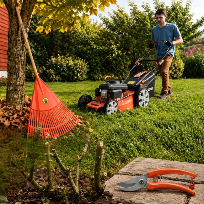 Kit de Jardinagem Tramontina Cortador de Grama a Gasolina 6.0HP 79768621 + Tesoura para Poda 6.1/2