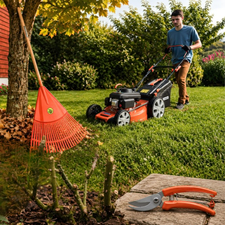 Kit de Jardinagem Tramontina Cortador de Grama a Gasolina 6.0HP 79768621 + Tesoura para Poda 6.1/2