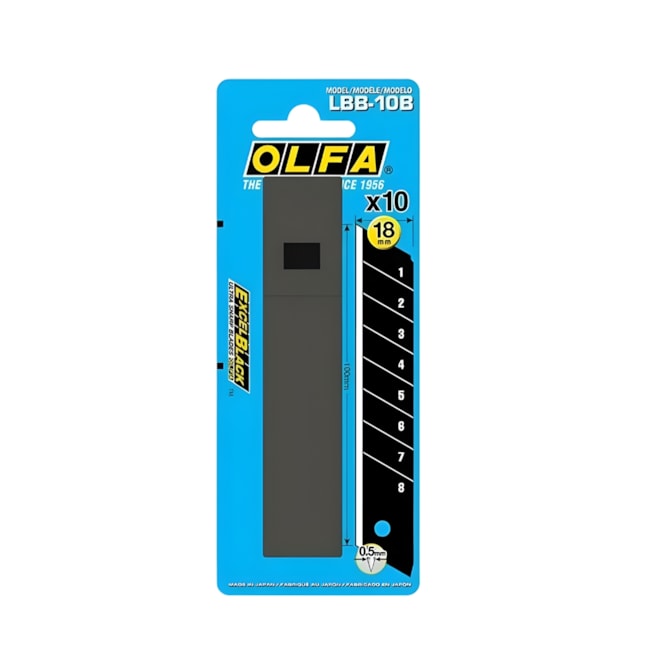 Kit de Lâminas para Estilete 18mm com 10 Peças LBB-10B OLFA-76d95ad7-7b9c-470f-90f2-71ad70b0dfab