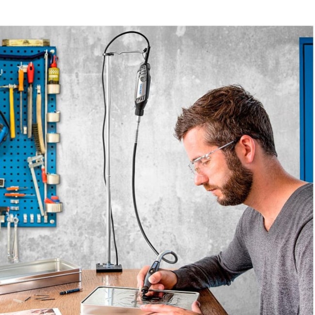 Kit de Micro Retífica 120W com Suporte Vertical + 82 Acessórios e 1 Acoplamento DREMEL-6d4b1e43-4ed6-4447-ac1d-fa818ba7dcbb