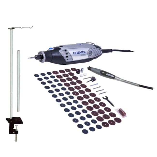 Kit de Micro Retífica 120W com Suporte Vertical + 82 Acessórios e 1 Acoplamento DREMEL-7d1ad8b0-83ce-4c82-bab5-e9af3efcad36