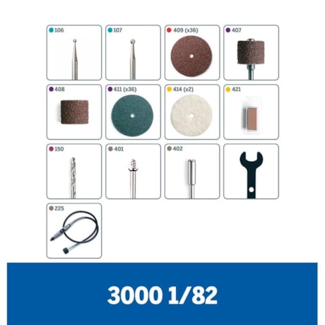 Kit de Micro Retífica 120W com Suporte Vertical + 82 Acessórios e 1 Acoplamento DREMEL-64aa8157-9abf-4e50-84c2-622324d50523