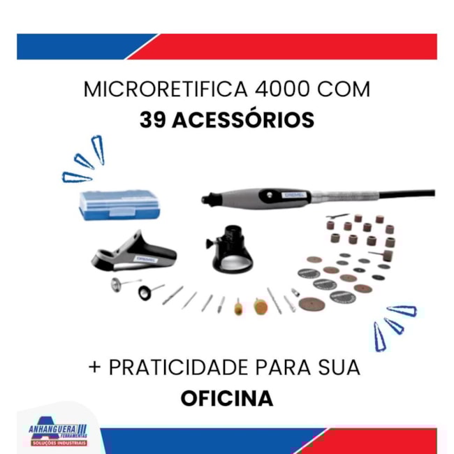 Kit de Micro Retífica 175W com Suporte Vertical + 36 Acessórios e 3 Acoplamentos DREMEL-a33040eb-7b4a-4e8d-98d2-aeb634a41e9d
