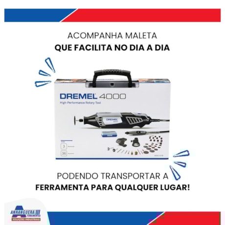 Kit de Micro Retífica 175W com Suporte Vertical + 36 Acessórios e 3 Acoplamentos DREMEL-a57fed91-4a86-4ca3-bcc5-e5e49d6e830f
