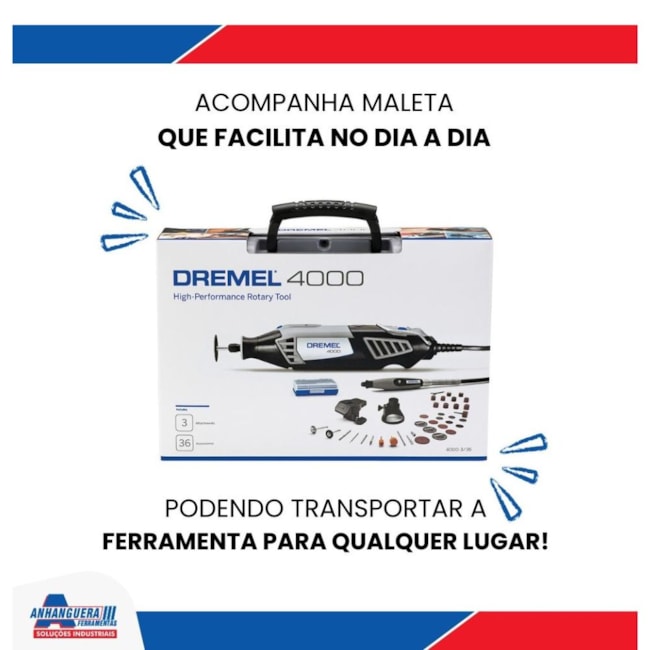 Kit de Micro Retífica 175W com Suporte Vertical + 36 Acessórios e 3 Acoplamentos DREMEL-2ffbd8d8-a4fb-423c-afff-94afa49cf358