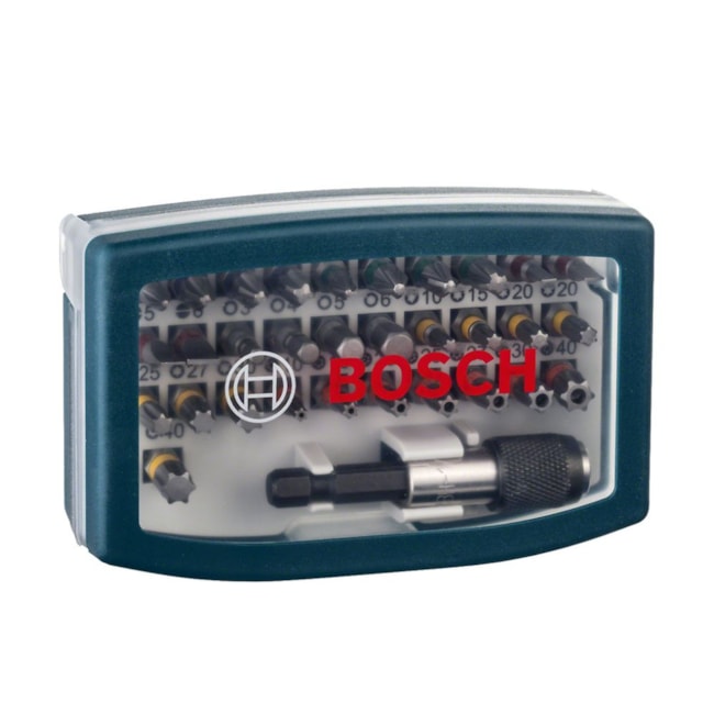 Kit de Pontas Bits/Fenda/Phillips/Pozidriv/Torx/Torx Furo Encaixe 1/4