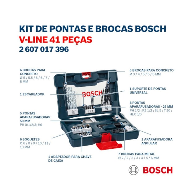 Kit de Pontas e Brocas 41 Peças V-LINE 2607017396 BOSCH-76c10a5e-95ea-4493-811d-912c339a8568