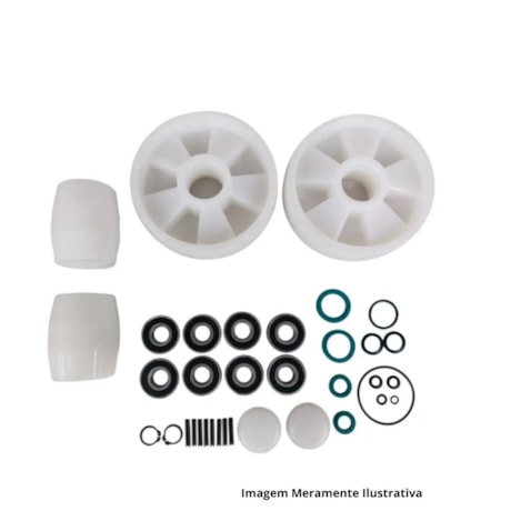 Kit de Rodas de Direção + Carga Tandem Nylon e Vedação TM2500/TM3000 PALETRANS
