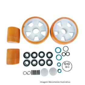 Kit de Rodas de Direção + Carga Tandem Poliuretano e Vedação TM2500/TM3000 PALETRANS