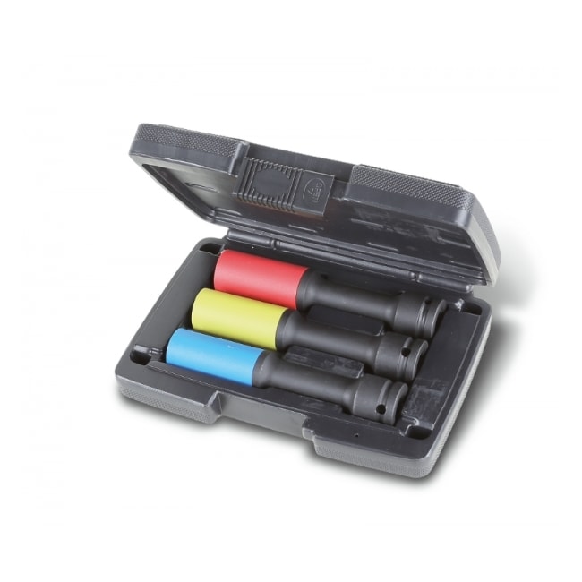 Kit de Soquete Impacto Sextavado 17 a 21mm com 3 Peças Longo Encaixe 1/2