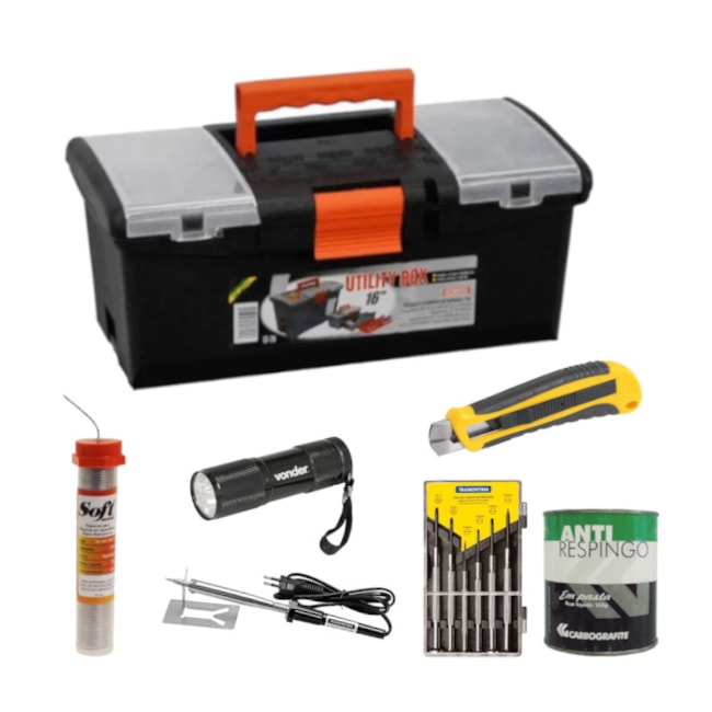 Kit Eletrônico com Jogo de Chaves 6 Peças Ferro de Solda Anti Respingo Estanho e Lanterna-54b50834-7d39-4f93-96ab-ab5ed70edead