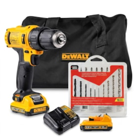Kit Furadeira Parafusadeira de Impacto DEWALT DCD716D2 12V + Jogo de Brocas e Pontas BLACK DECKER BD0130CS 16 Peças
