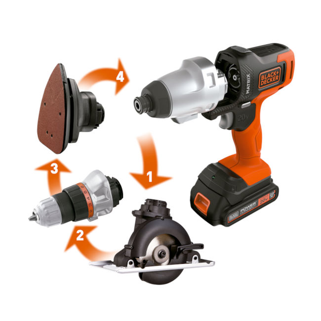 Kit Furadeira Parafusadeira de Impacto Matrix 6 em 1 Bateria 1.5A 20V Carregador Bivolt MTX20K6A BLACK DECKER-05894557-ba0f-4bbb-9c90-aaa4c976e7ef