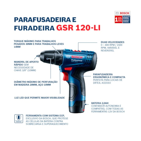 Kit Furadeira Parafusadeira e Chave de Impacto com 2 Baterias 12V 2.0Ah Carregador Bivolt e Maleta 06019G80E3 BOSCH-b135318a-3a39-4b1c-9214-ebd1e6782eb0