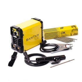 Kit Inversora de Solda 120A Monofásica Bivolt ESAB Bantam 2.5 + Eletrodo 5Kg OK Serralheiro 2,5mm