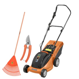 Kit Jardinagem Cortador de Grama Elétrico Tramontina CE35P 1300 W + Tesoura para Poda com Cabo Plástico + Vassoura Plástica para Jardim