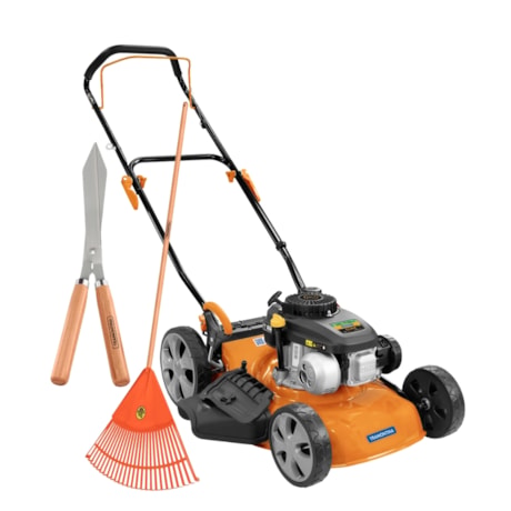 Kit Jardinagem Tramontina Cortador de Grama a Gasolina 4.0HP 79754421 + Vassoura Plástica 26 Dentes + Tesoura para Poda 12