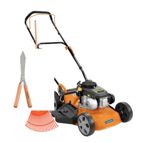 Kit Jardinagem Tramontina Cortador de Grama a Gasolina 4.0HP 79754421 + Vassoura Plástica 26 Dentes + Tesoura para Poda 12