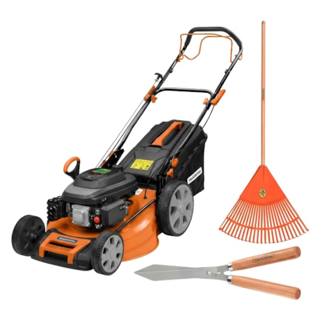 Kit Jardinagem Tramontina Cortador de Grama a Gasolina 6.5HP 79768651 + Vassoura Plástica 120CM + Tesoura para Poda 12