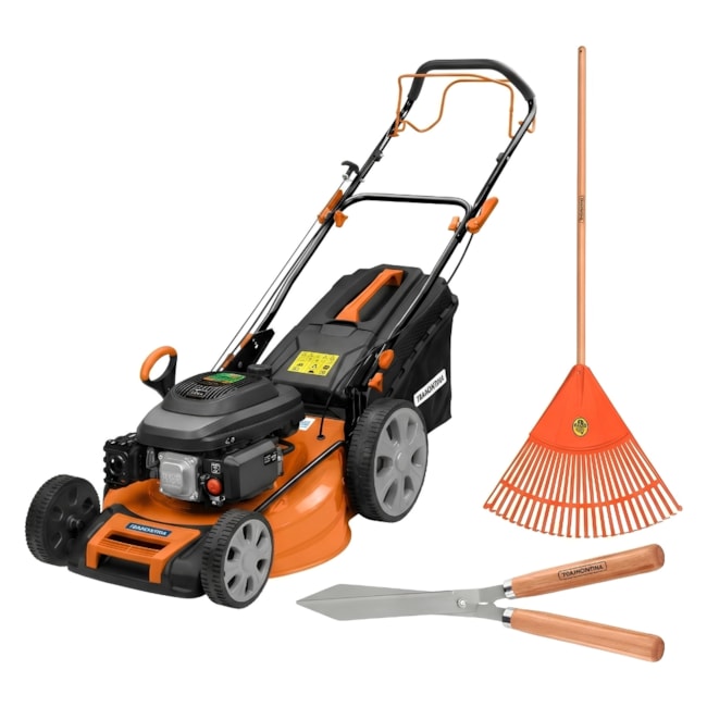 Kit Jardinagem Tramontina Cortador de Grama a Gasolina 6.5HP 79768651 + Vassoura Plástica 120CM + Tesoura para Poda 12