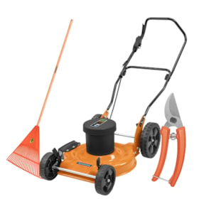 Kit Jardinagem Tramontina Cortador de Grama Elétrico 2500W 110V 79683250 + Tesoura de Poda Manual + Vassoura Plástica para Jardinagem